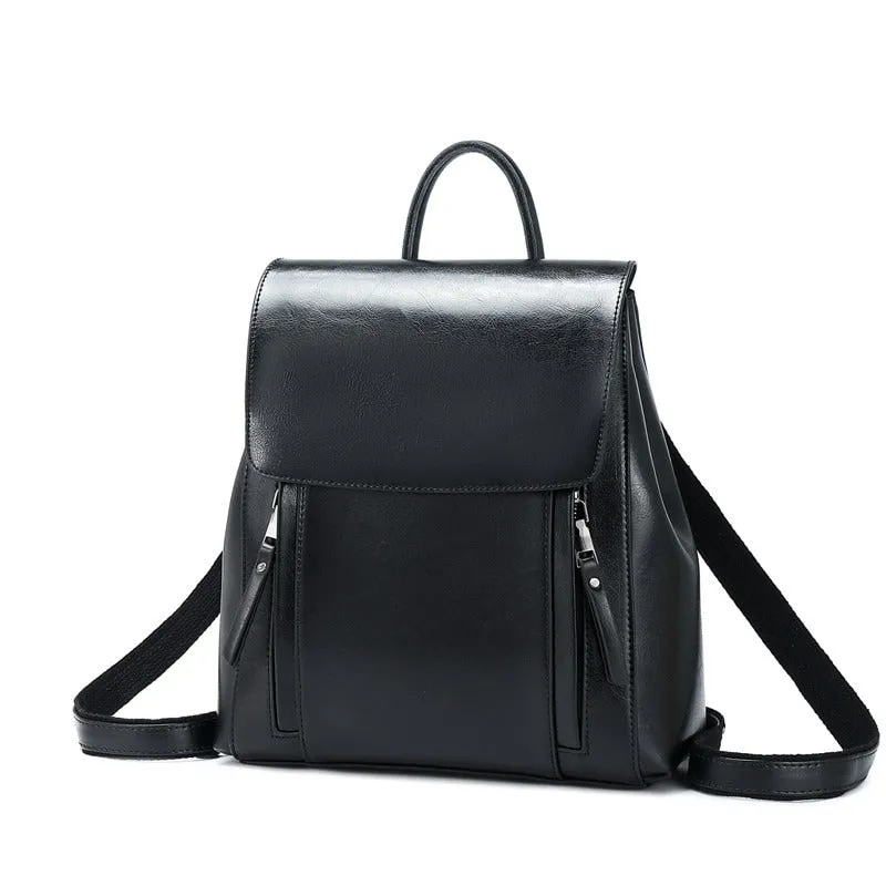 Women Genuine Leather Shoulder Backpack