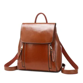 Women Genuine Leather Shoulder Backpack