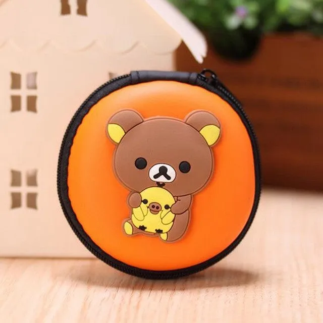 Women Kawaii Animals Cartoon Stitch Hello Kitty Silicone Coin Purse Key kids Girls Wallet Earphone Organizer Box Bags