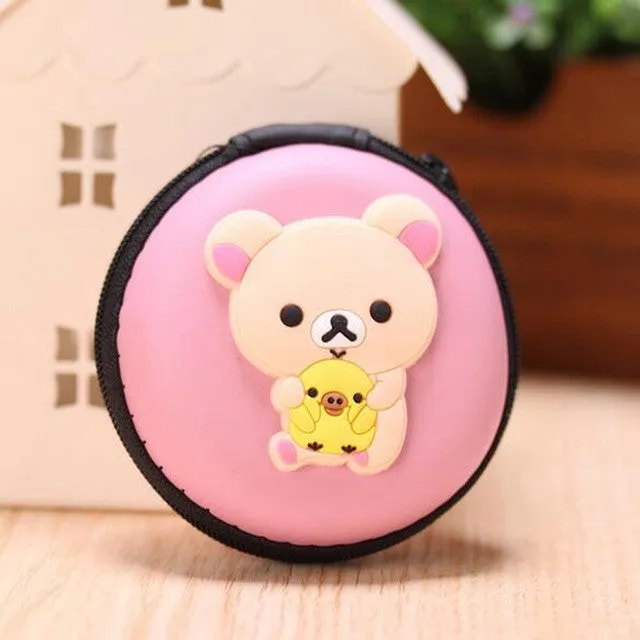 Women Kawaii Animals Cartoon Stitch Hello Kitty Silicone Coin Purse Key kids Girls Wallet Earphone Organizer Box Bags