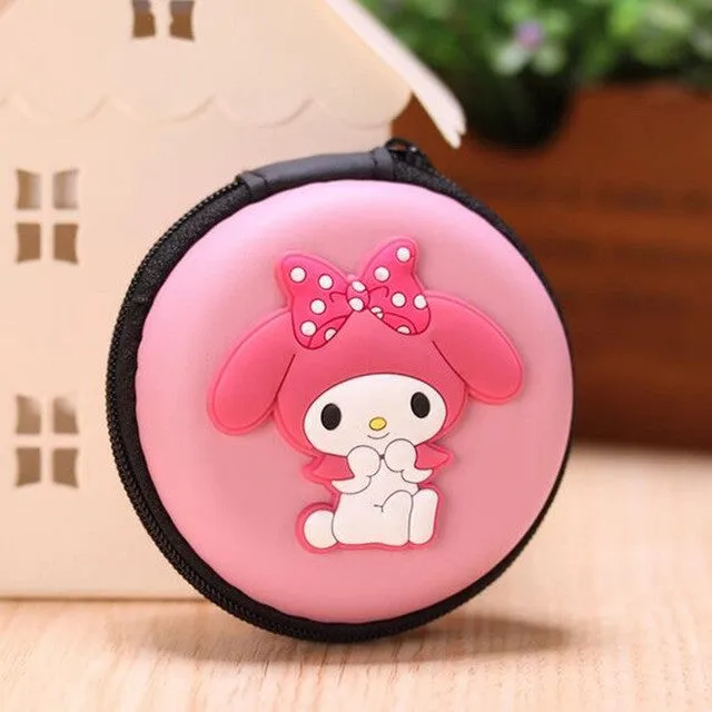 Women Kawaii Animals Cartoon Stitch Hello Kitty Silicone Coin Purse Key kids Girls Wallet Earphone Organizer Box Bags