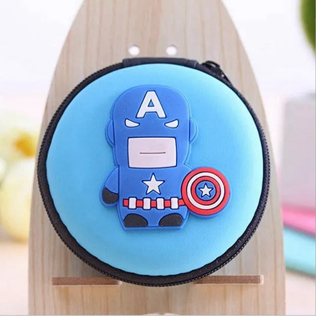 Women Silicone Coin Purse Cartoon Superman Spiderman Round Headset Bag Samll Change Purse Wallet Pouch Bag For Kids Girl Gift