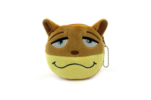 YIYOHI 11cm*10cm Cute Style Crazy Animals Zipper Plush Coin Purse Kawaii Children Coin Purse  Women Wallets  Mini Handbag