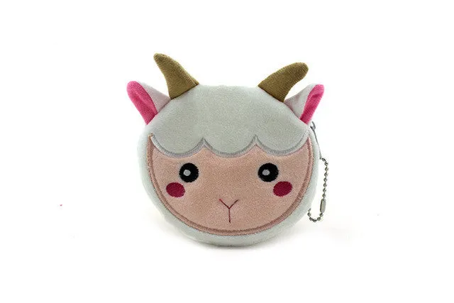 YIYOHI 11cm*10cm Cute Style Crazy Animals Zipper Plush Coin Purse Kawaii Children Coin Purse  Women Wallets  Mini Handbag