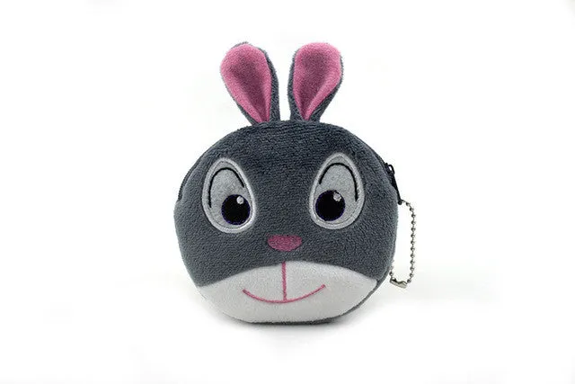 YIYOHI 11cm*10cm Cute Style Crazy Animals Zipper Plush Coin Purse Kawaii Children Coin Purse  Women Wallets  Mini Handbag